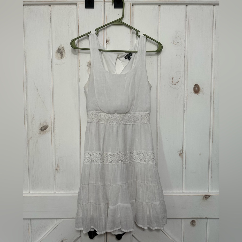 White Lace Summer Tank Midi Dress